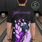 Retro Purple Galaxy Bowling Polo Quarter Zip Shirts Custom Vintage Bowling Team League Jerseys