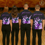 Retro Purple Galaxy Bowling Polo Quarter Zip Shirts Custom Vintage Bowling Team League Jerseys