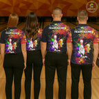 Colorful Splatter Bowling Shirt Funny Beer Pin Splatter Bowling Polo Quarter-Zip Team Uniform