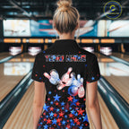 Personalized Bowling Shirt Red & Blue Star Bowling Ball & Pins Team Bowling Jersey Bowler