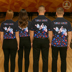 Personalized Bowling Shirt Red & Blue Star Bowling Ball & Pins Team Bowling Jersey Bowler