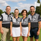 Black And White Skull US Flag Golf Polos Shirts Custom Name Golf Skull Shirts