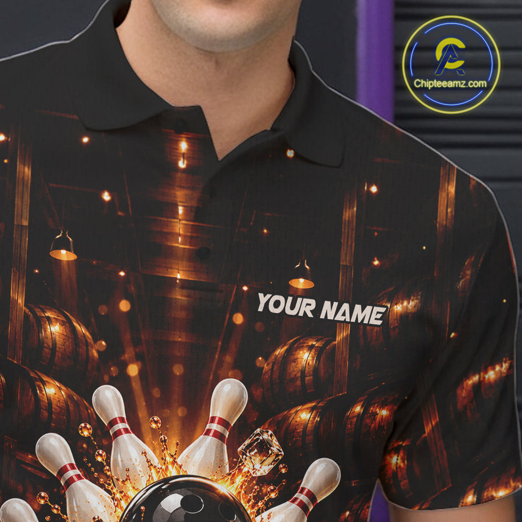 Funny Skunk Bourbon Bowling Polo 1/4-Zip Bowling Shirt Custom Vintage Bowling Team Jersey