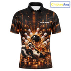 Funny Skunk Bourbon Bowling Polo 1/4-Zip Bowling Shirt Custom Vintage Bowling Team Jersey