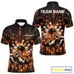 Funny Skunk Bourbon Bowling Polo 1/4-Zip Bowling Shirt Custom Vintage Bowling Team Jersey