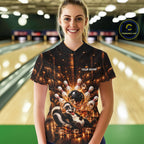 Funny Skunk Bourbon Bowling Polo 1/4-Zip Bowling Shirt Custom Vintage Bowling Team Jersey