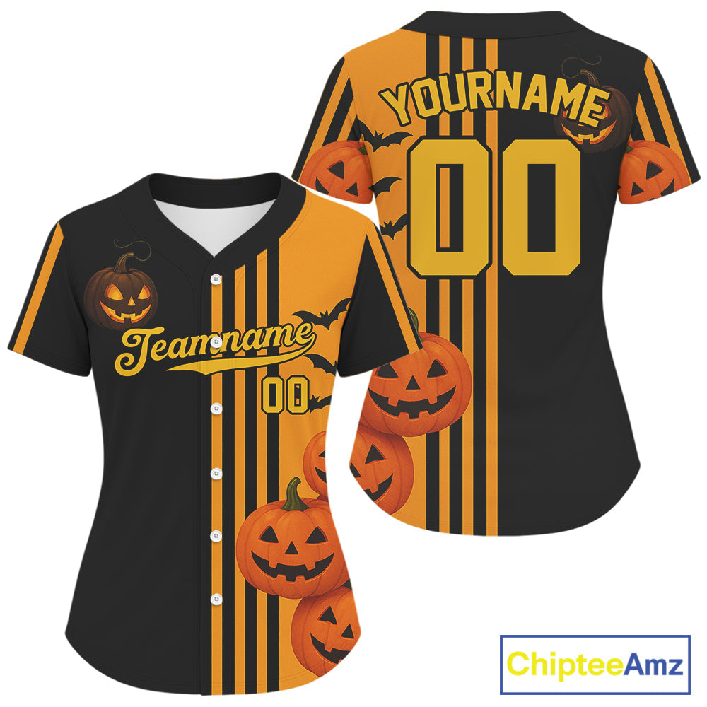 Custom Black-Orange Halloween Pumpkin Baseball Shirt Outfits Baseball Jerseys