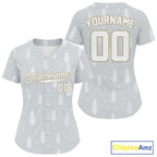 Custom Grey Snowflake Baseball Christmas Shirt Outfits Xmas Baseball Jerseys