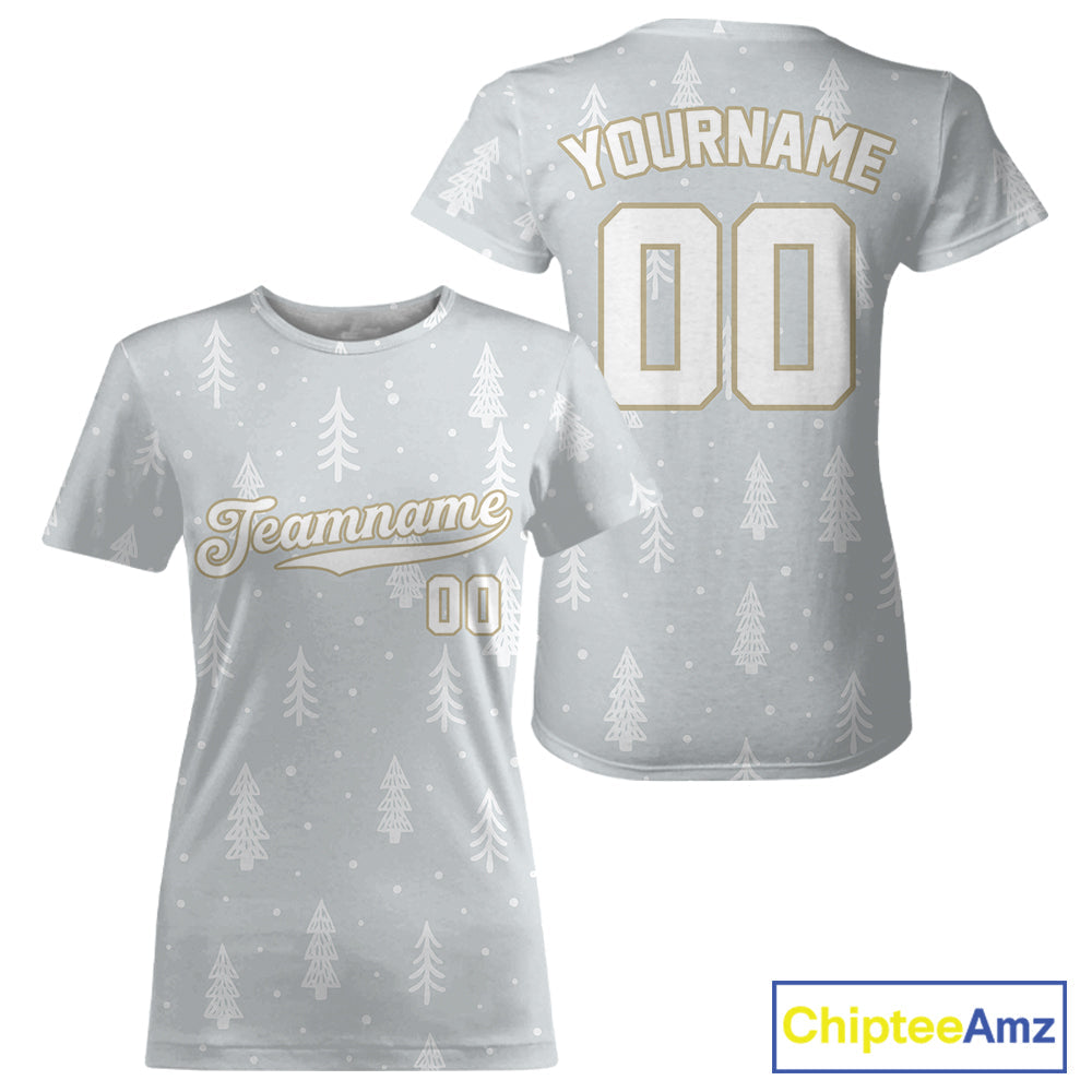 Custom Grey Snowflake Baseball Christmas T-Shirt Outfits Xmas Baseball Shirts