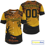 Custom Yellow Creepy Baseball Halloween Shirt Happy Halloween Baseball Jerseys