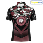 Black Maroon Camo Golf Polo Shirts Custom Golf Outfit, Personalized Golf Team Gifts