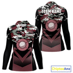 Black Maroon Camo Golf Polo Shirts Custom Golf Outfit, Personalized Golf Team Gifts