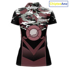 Black Maroon Camo Golf Polo Shirts Custom Golf Outfit, Personalized Golf Team Gifts
