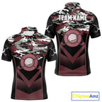 Black Maroon Camo Golf Polo Shirts Custom Golf Outfit, Personalized Golf Team Gifts