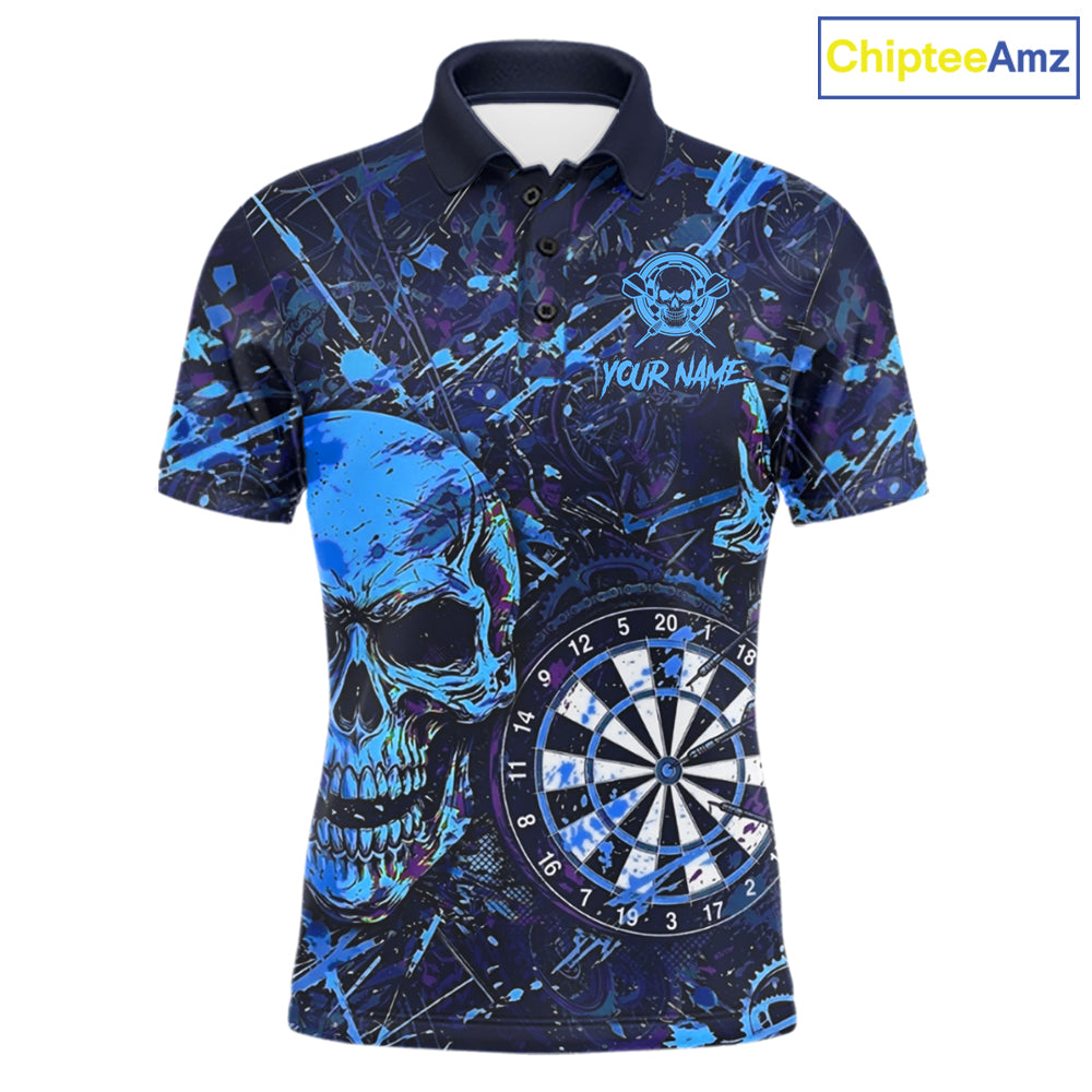 Grunge Blue Purple Strike horror Skull Darts Shirt Personalized Splatter Dart Team Jerseys