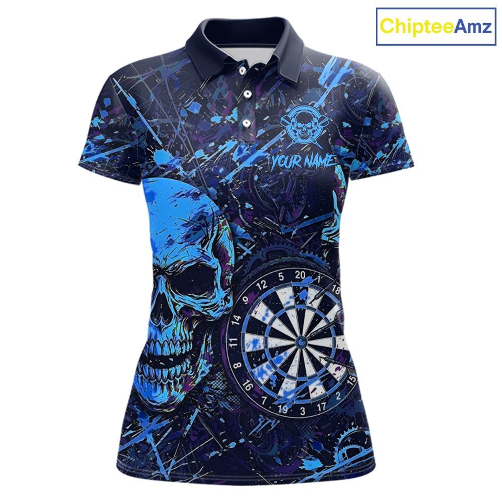 Grunge Blue Purple Strike horror Skull Darts Shirt Personalized Splatter Dart Team Jerseys