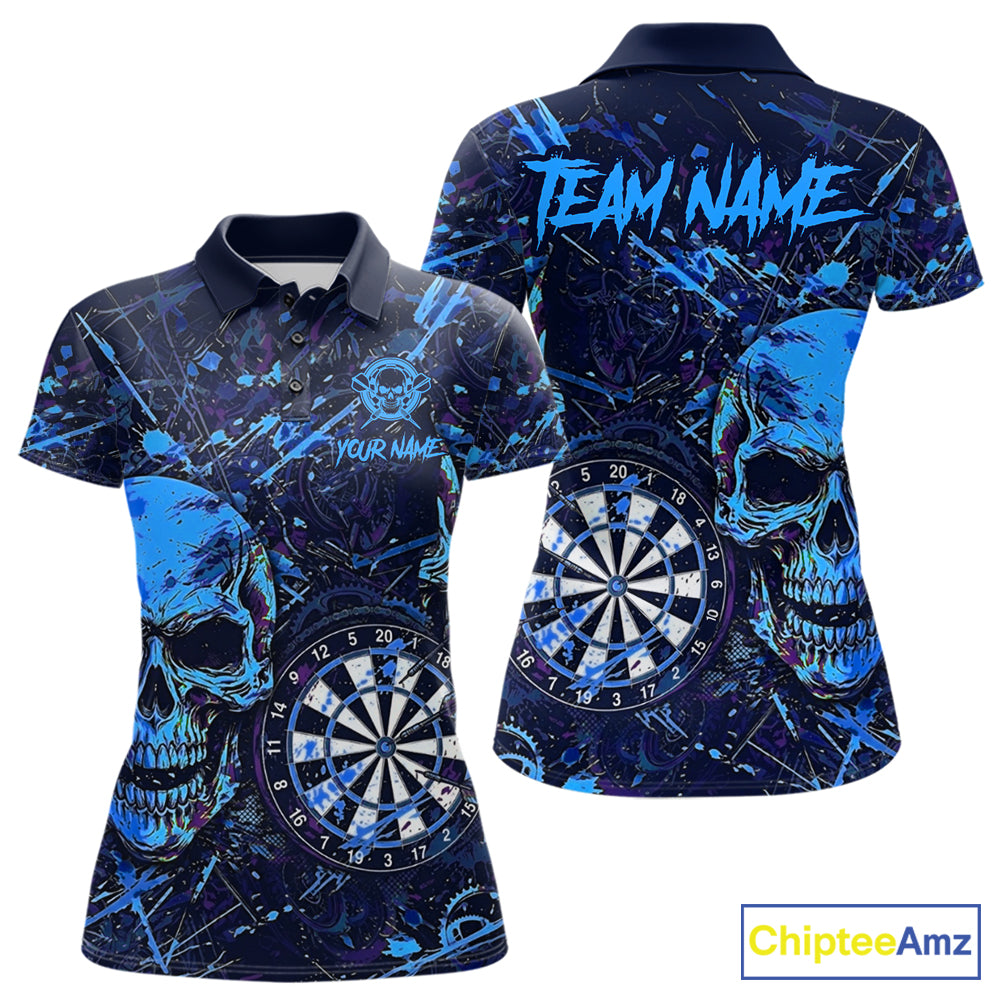 Grunge Blue Purple Strike horror Skull Darts Shirt Personalized Splatter Dart Team Jerseys