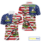 Personalized Funny Duck American Flag Golf Polo Shirt Vintage Patriot Golf Team Tournament