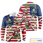 Personalized Funny Duck American Flag Golf Polo Shirt Vintage Patriot Golf Team Tournament