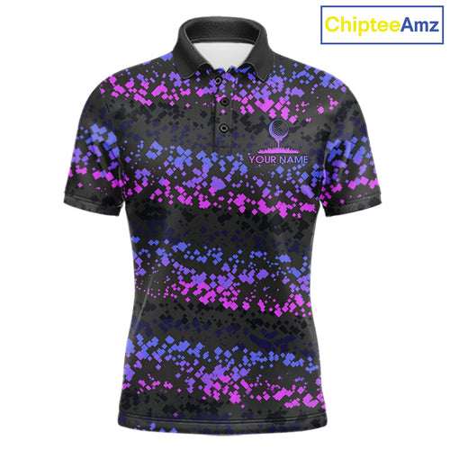 Personalized Purple Pink Pixel 's Golf Polo Shirt Custom Name Camo Golf Apparel