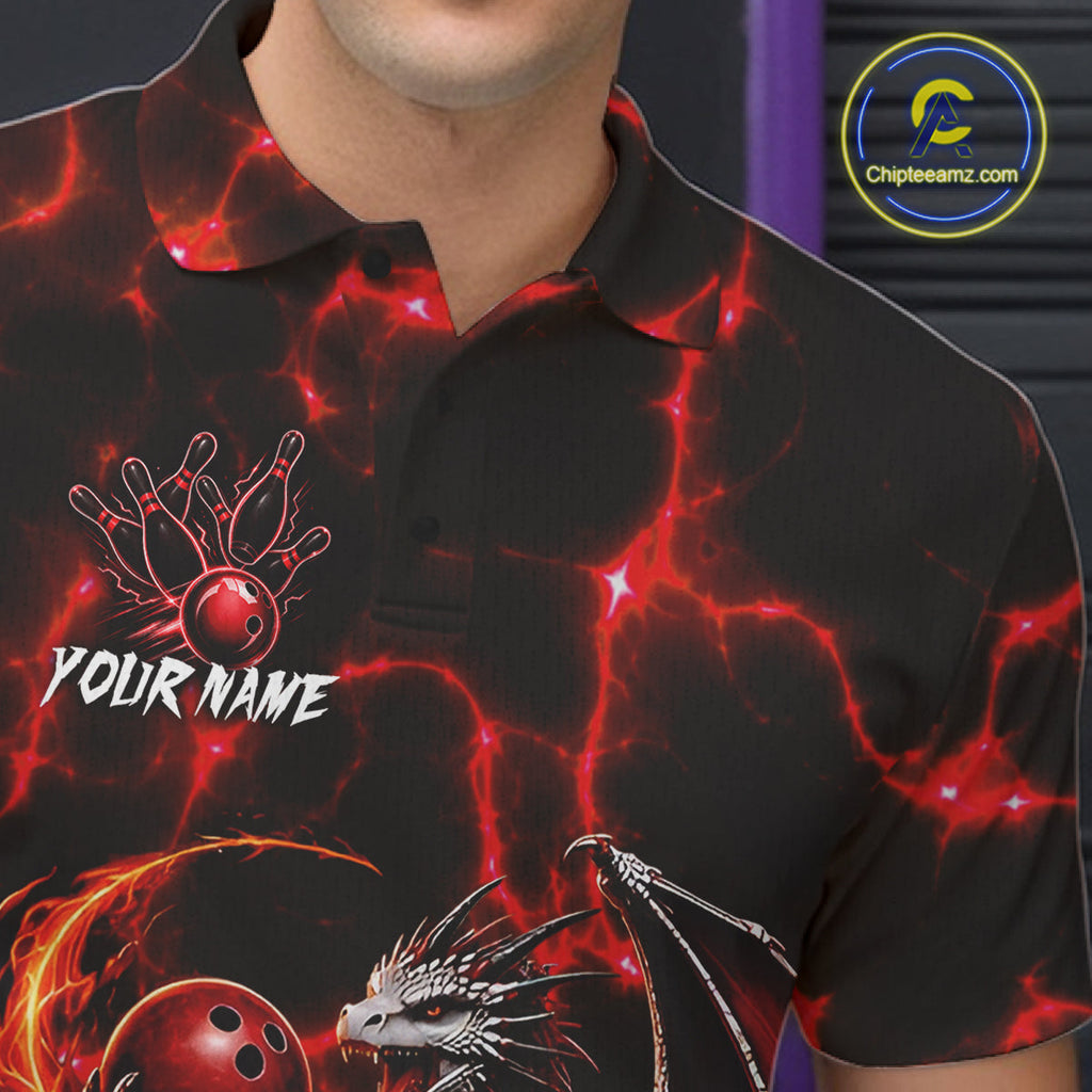 Thunder Lightning Dragon Bowling Shirt Custom Fire Flame Bowling Team Outfits