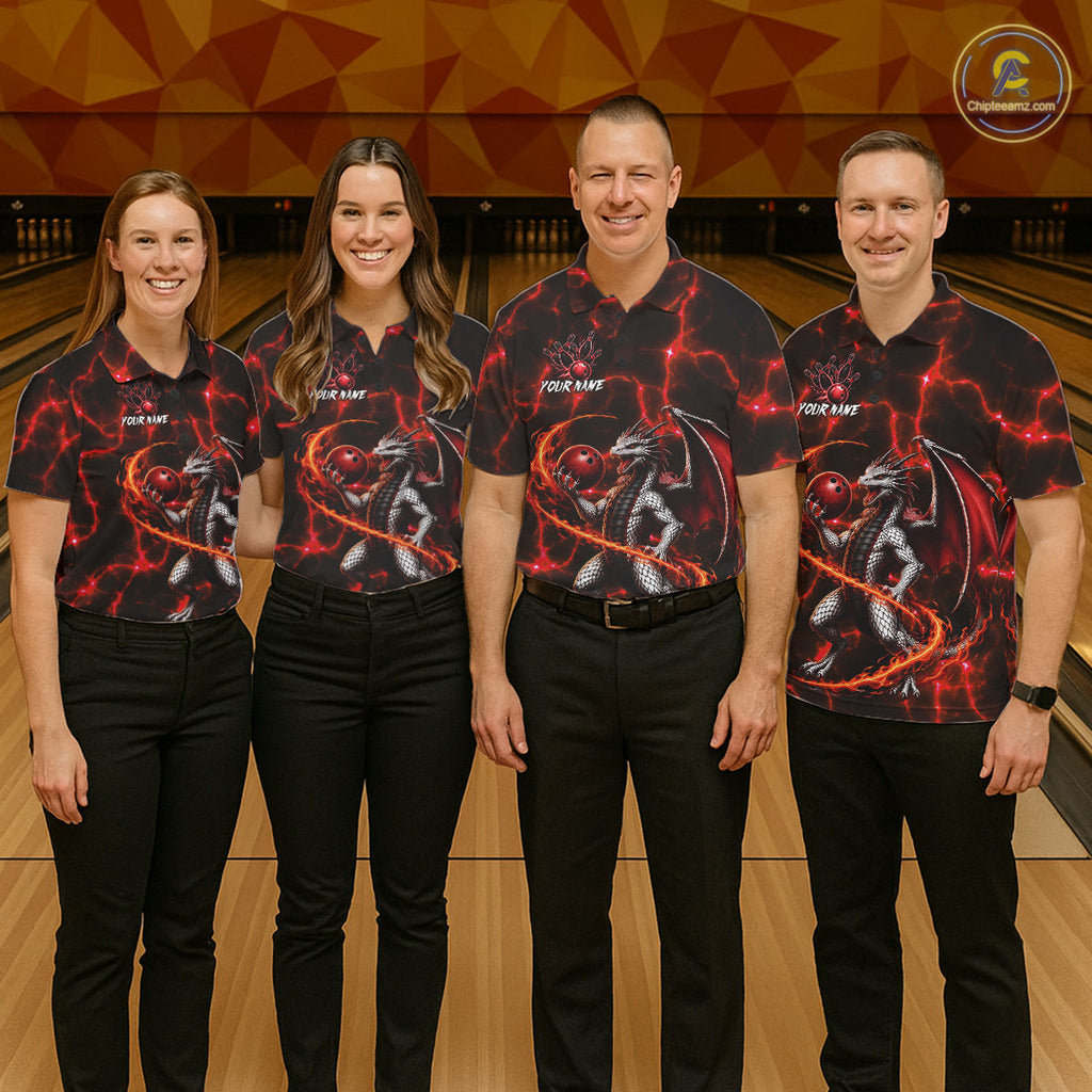 Thunder Lightning Dragon Bowling Shirt Custom Fire Flame Bowling Team Outfits