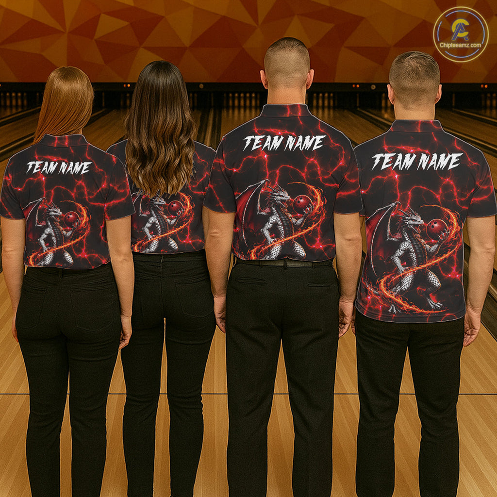 Thunder Lightning Dragon Bowling Shirt Custom Fire Flame Bowling Team Outfits