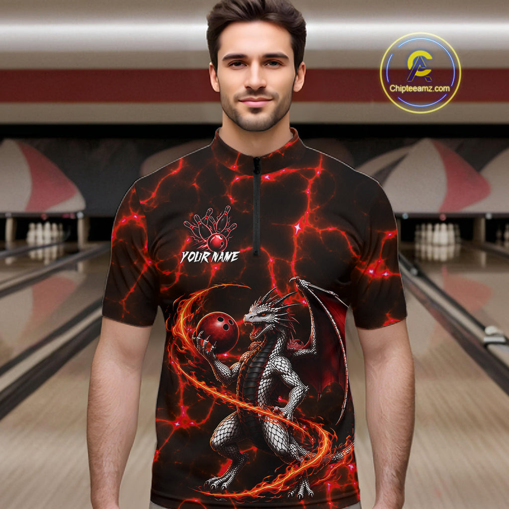 Thunder Lightning Dragon Bowling Shirt Custom Fire Flame Bowling Team Outfits