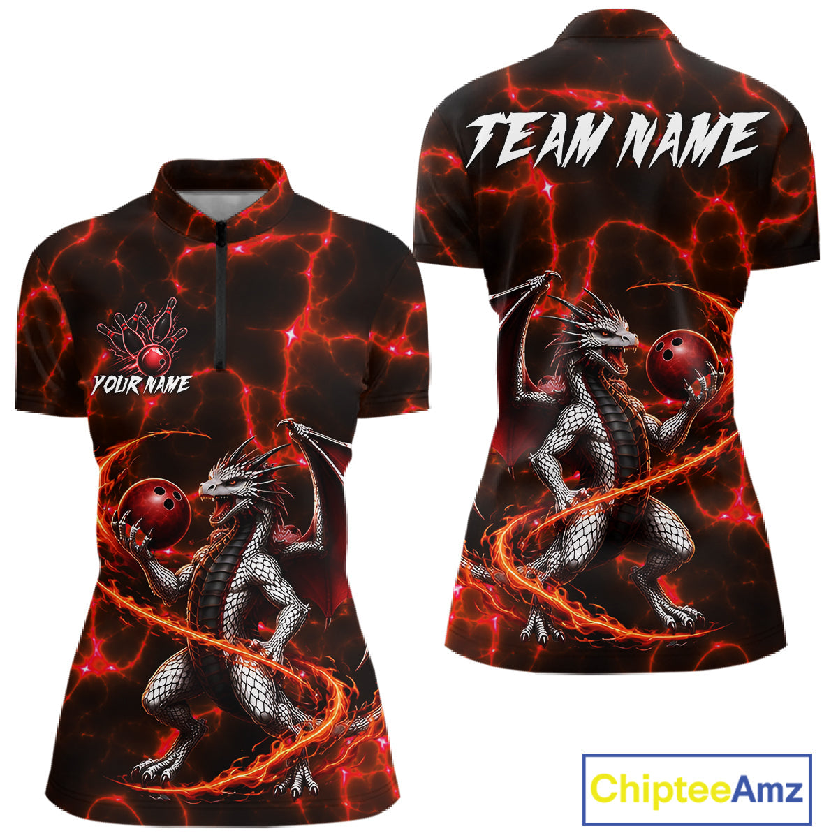 Thunder Lightning Dragon Bowling Shirt Custom Fire Flame Bowling Team Outfits