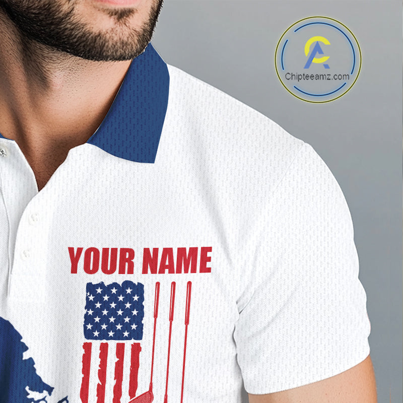 Golf Polo Shirts American Flag Custom Red, White And Blue Golf Team Patriotic Golf Gift