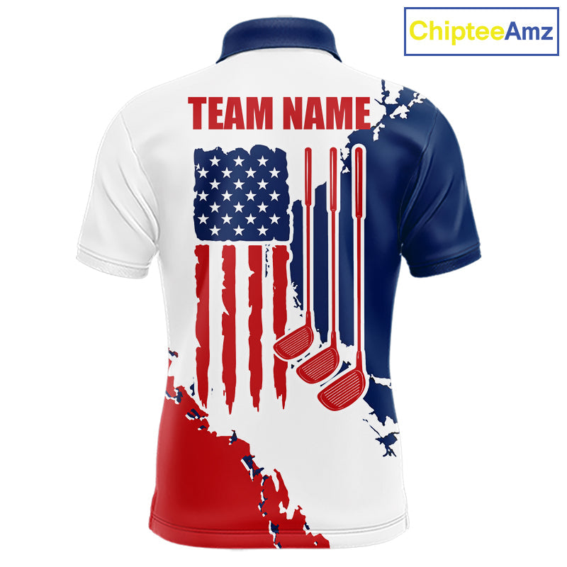 Golf Polo Shirts American Flag Custom Red, White And Blue Golf Team Patriotic Golf Gift