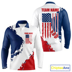 Golf Polo Shirts American Flag Custom Red, White And Blue Golf Team Patriotic Golf Gift