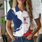 Golf Polo Shirts American Flag Custom Red, White And Blue Golf Team Patriotic Golf Gift