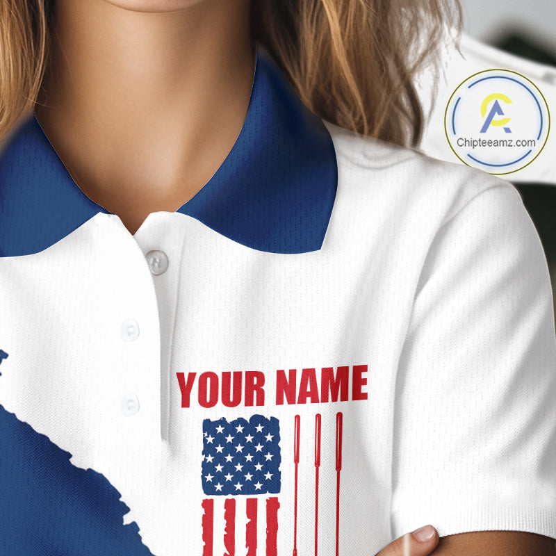 Golf Polo Shirts American Flag Custom Red, White And Blue Golf Team Patriotic Golf Gift