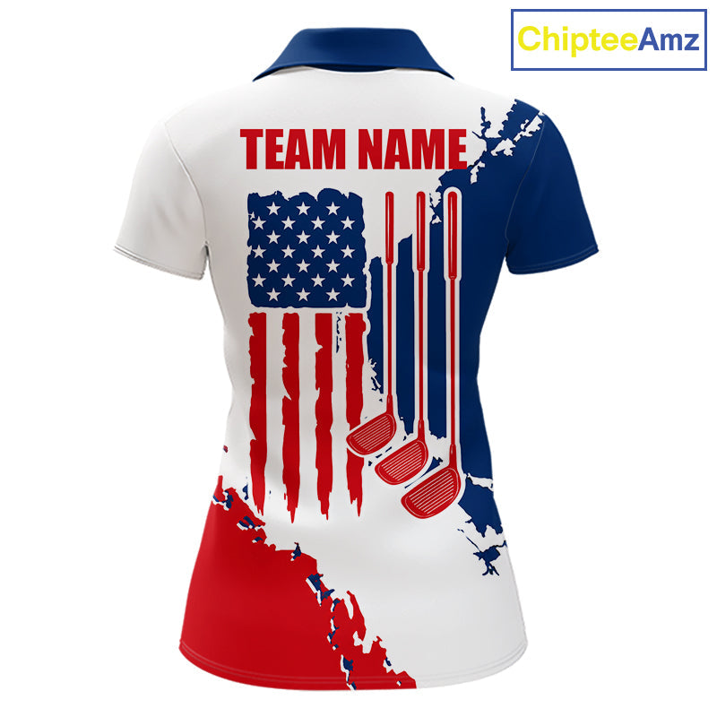 Golf Polo Shirts American Flag Custom Red, White And Blue Golf Team Patriotic Golf Gift