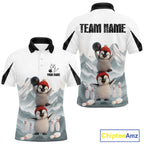 Funny Penguin Duo 's Bowling Shirt Custom Name Iceberg Bowling Polo & Quarter-Zip Jersey