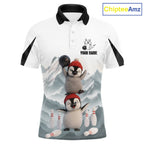 Funny Penguin Duo 's Bowling Shirt Custom Name Iceberg Bowling Polo & Quarter-Zip Jersey
