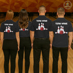 Colorful Bowling Polo 1/4-Zip Shirt Custom Red Bowling Ball And Pins Jersey Bowling Shirt