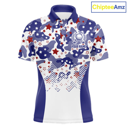 Golf Polo Shirt Camouflage US Flag Custom Patriotic Golf Team Shirts, Golf Gifts