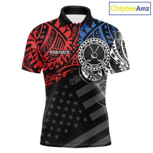 American Flag Golf Polo Shirt Custom Red, Blue & White Tribal Golf Team Clothes
