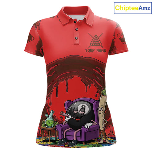 Red Dripping Funny Smoking 8 Ball Billiard Pool Shirt Custom Billiard Team Jerseys