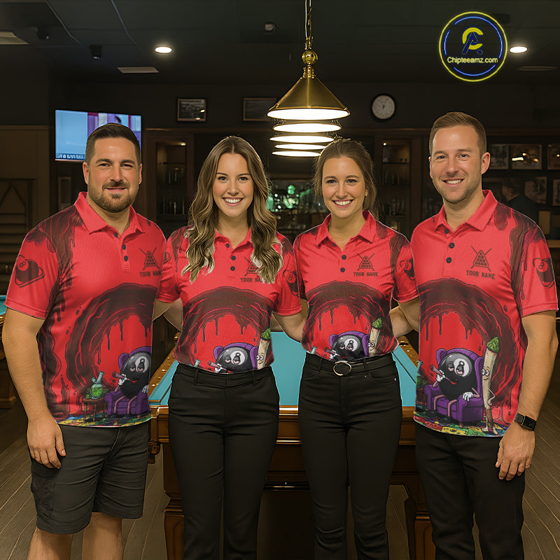 Red Dripping Funny Smoking 8 Ball Billiard Pool Shirt Custom Billiard Team Jerseys