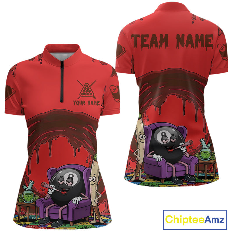 Red Dripping Funny Smoking 8 Ball Billiard Pool Shirt Custom Billiard Team Jerseys