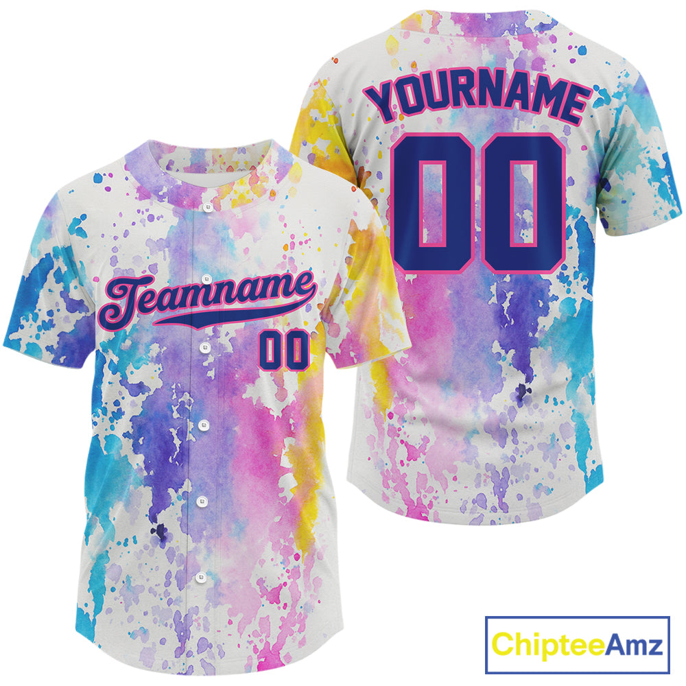 Custom Baseball Jersey Personalized Multi Watercolor Authentic Baseball Jerseys