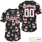 Custom Black And White Snowflake Christmas Baseball Jerseys Xmas Baseball Shirt