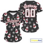 Custom Black And White Snowflake Christmas Baseball Jerseys Xmas Baseball Shirt