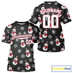 Custom Black And White Snowflake Christmas Baseball T-Shirt Xmas Baseball Shirt
