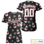 Custom Black And White Snowflake Christmas Baseball T-Shirt Xmas Baseball Shirt