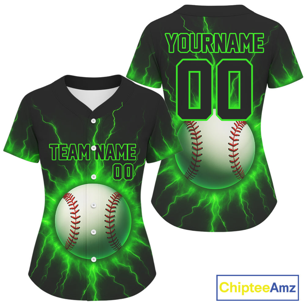 Custom Black And Lightning Green Baseball Ball Shirt Baseball Tournament Jerseys