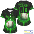Custom Black And Lightning Green Baseball Ball Shirt Baseball Tournament Jerseys